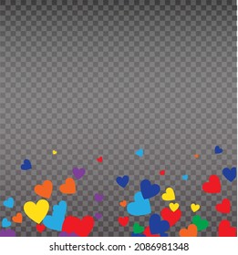 Live like, flying color hearts for stream. Live video and flying likes. Social media elements falling