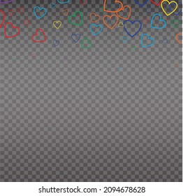 Live like, flying color hearts for stream. Live video and flying likes. Social media elements falling