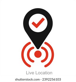 Live Location and map icon concept