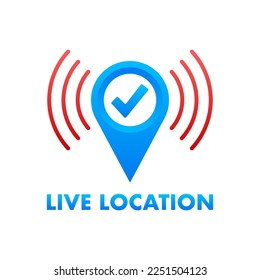 Live location. Pin location. Tracking position. Vector stock illustration.