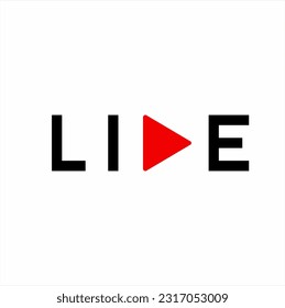 Live logo design. Illustration of word " Live" with symbol play on letter V.  Logo type and vector logo