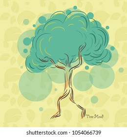 Live lonely tree to hold on to the leaves so that they do not disappear and run away from the las. Vector illustration