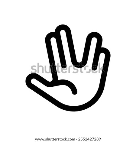 Live long and prosper hand gesture. Editable stroke vector icon on white background.