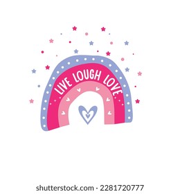 live lough love text pink heart star rainbow colorful point love girl tee 
cool vector illustration art