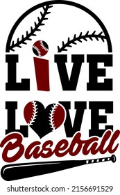 Live Love Baseball. Sports design. Baseball theme design for sport lovers stuff and perfect gift for players and fans