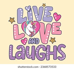 live love magical unicorn graphic tees for girl design