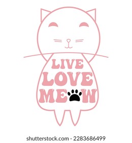 Live love meow with cat footprint