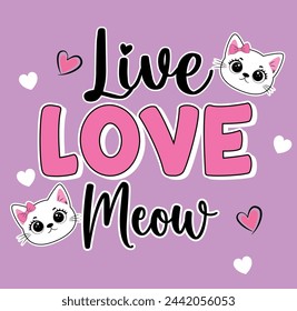 live love meow girl cute heart