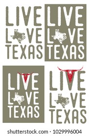 live love texas word collection vector eps 10