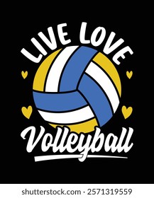 Live love volleyball t-shirt design.