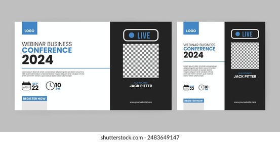 Live Marketing Strategies webinar invitation banner and social media post design. Business conference webinar invitation template. EPS vector illustration