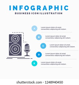 Live, mic, microphone, record, sound Infographics Template for Website and Presentation. GLyph Gray icon with Blue infographic style vector illustration.