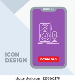 Live, mic, microphone, record, sound Line Icon in Mobile for Download Page