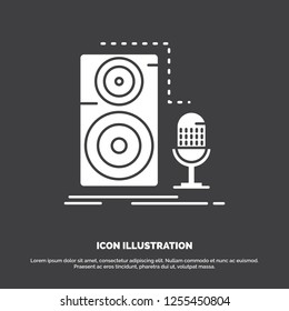 Live, mic, microphone, record, sound Icon. glyph vector symbol for UI and UX, website or mobile application