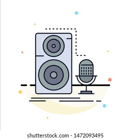Live, mic, microphone, record, sound Flat Color Icon Vector