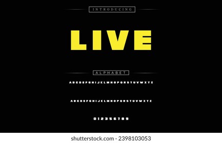 Live Modern Bold Font. Sans Serif Font. Regular Italic Uppercase Lowercase Typography urban style alphabet fonts for fashion, sport, technology, digital, movie, logo design, vector