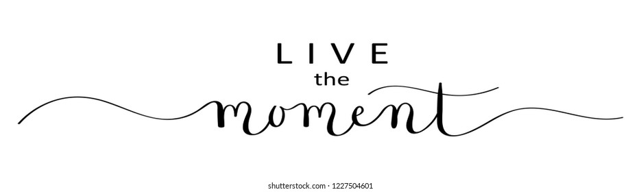 LIVE THE MOMENT brush calligraphy banner