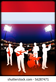 Live Music Band with Austria Flag on Stadium Background Original Illustration