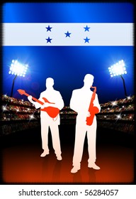 Live Music Band with Honduras Flag on Stadium Background Original Illustration