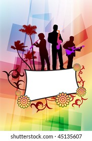 Live Music Band on Abstract Background Original Vector Illustration