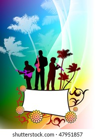 Live Music Band on Abstract Color Background Original Vector Illustration