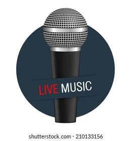 Live music banner with a microphone, vector eps10 illustration