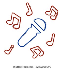 live music brush on white background, vector illustration.