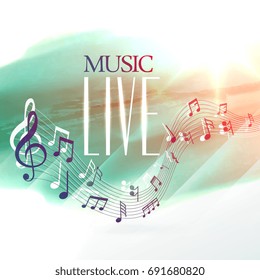 live music design poster with notes wave