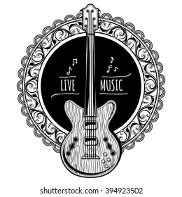 Live music guitar emblem