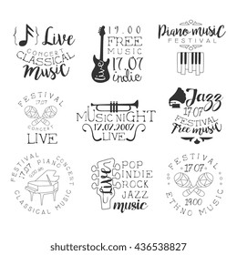 Live Music Hand Drawn Banner Set Of Artistic Decorative Vector Design Writing