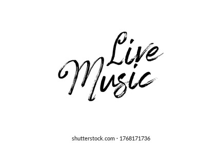 Letras vectoriales dibujadas con mano de música en directo Aisladas sobre fondo blanco