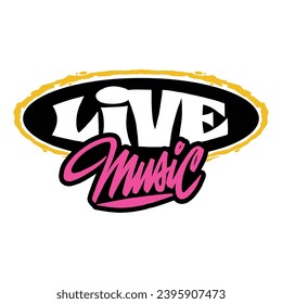 Live Music Hand lettering Typography sign vector