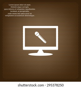 live music icon on computer screen, microphone