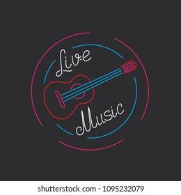 Live music icon, vector illustration design. Neon logo collection.
