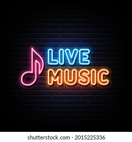 Live music neon sign. neon symbol