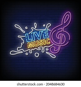 Live Music Neon Signs Style Text Vector