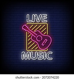 Live Music Neon Signs Style Text Vector
