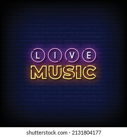 Live Music Neon Signs Style Text Vector