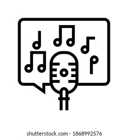 live music on radio channel line icon vector. live music on radio channel sign. isolated contour symbol black illustration