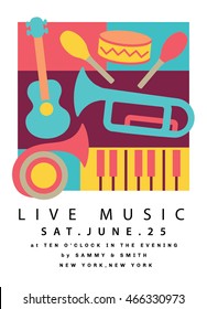 Live Music Poster Design with Intruments