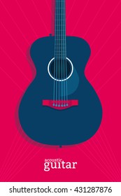 Live music poster design template. Acoustic guitar vector illustration.