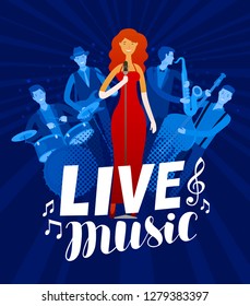 Live music poster. Musical festival, concert, performance concept. Vector illustration