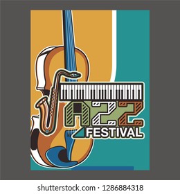 Live music show vintage poster design with acoustic guitar, vector illustration. Musical show flyer template. - Vector
