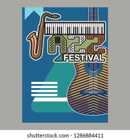 Live music show vintage poster design with acoustic guitar, vector illustration. Musical show flyer template. - Vector