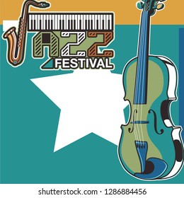 Live music show vintage poster design with acoustic guitar, vector illustration. Musical show flyer template. - Vector