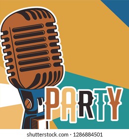 Live music show vintage poster design with acoustic guitar, vector illustration. Musical show flyer template. - Vector