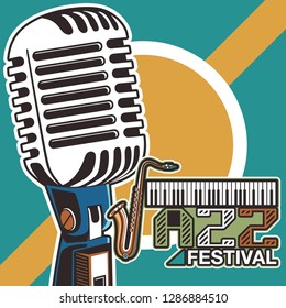 Live music show vintage poster design with acoustic guitar, vector illustration. Musical show flyer template. - Vector