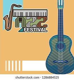Live music show vintage poster design with acoustic guitar, vector illustration. Musical show flyer template. - Vector