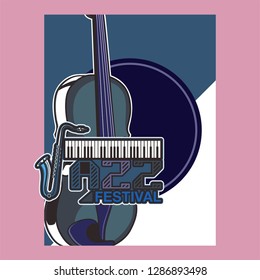 Live music show vintage poster design with acoustic guitar, vector illustration. Musical show flyer template. - Vector