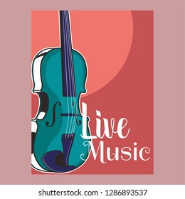 Live music show vintage poster design with acoustic guitar, vector illustration. Musical show flyer template. - Vector